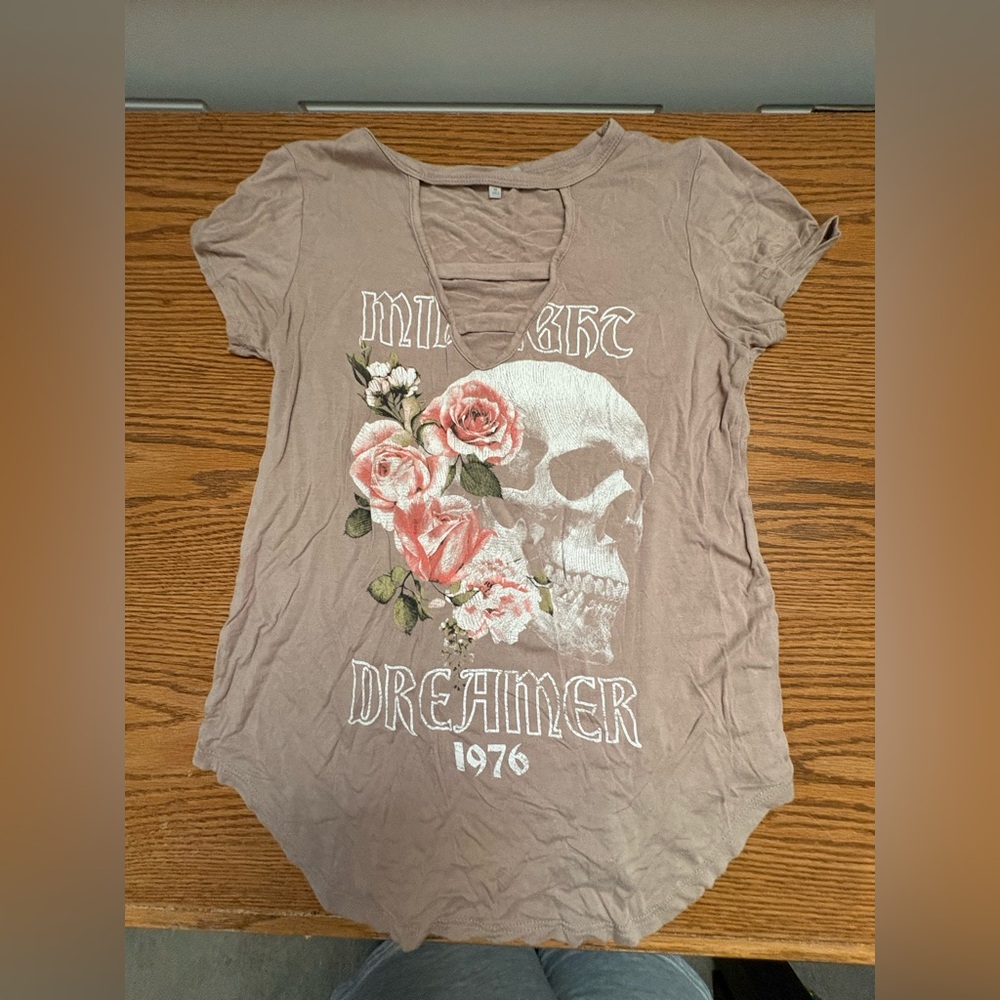 Charlotte Russe Skull Floral Tee
